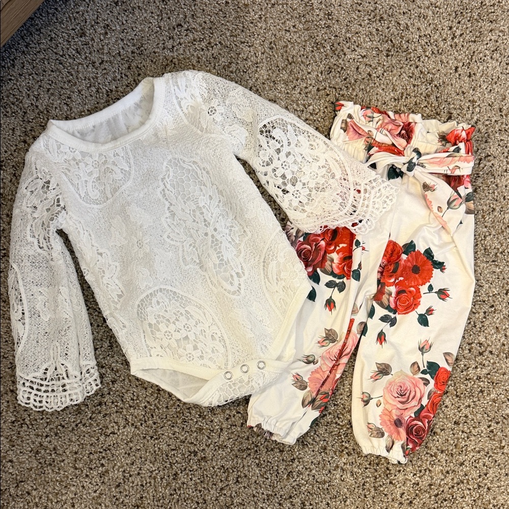 Floral Lace Kids Bottoms Set